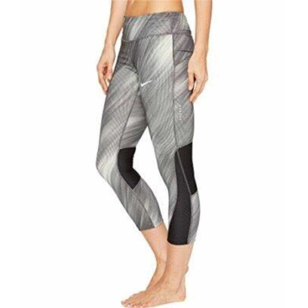 Nike Dri-Fit Women's POWER Printed Cropped Running Leggings 863714-010 Sz Small